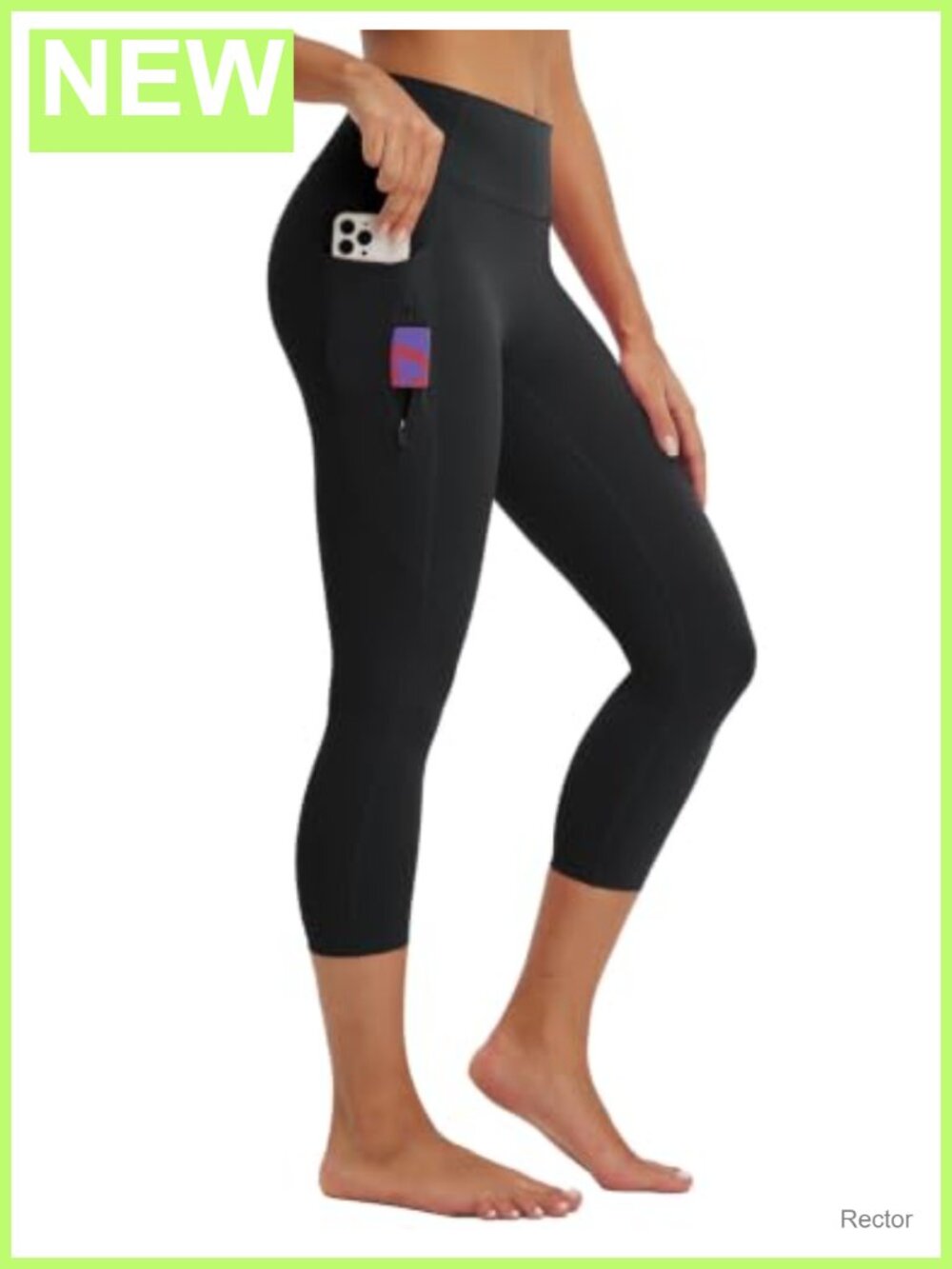 Capri Leggings High Waist Tummy Control 21" Inseam Pockets Yoga Pants